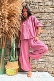 Annie Cushion Cotton Barrel Culotte Pant Indian Pink